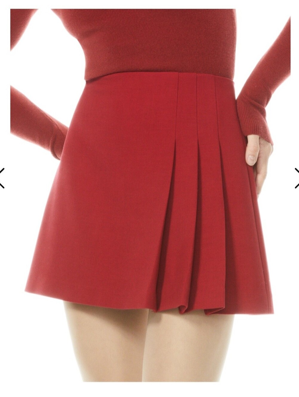 Alice + Olivia Semira Pleated Mini Skirt Ruby Red Sz 8 NWT $295